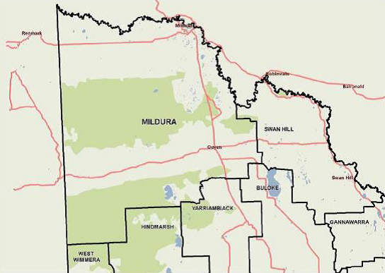 Mildura Rural City Council municipal map